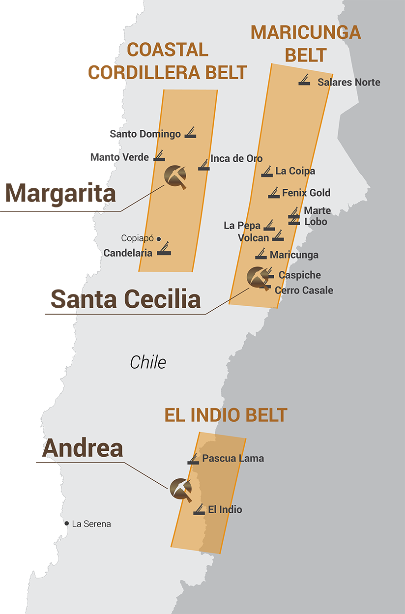 Location Map of the Margarita, Santa Cecilia and Andrea Projects