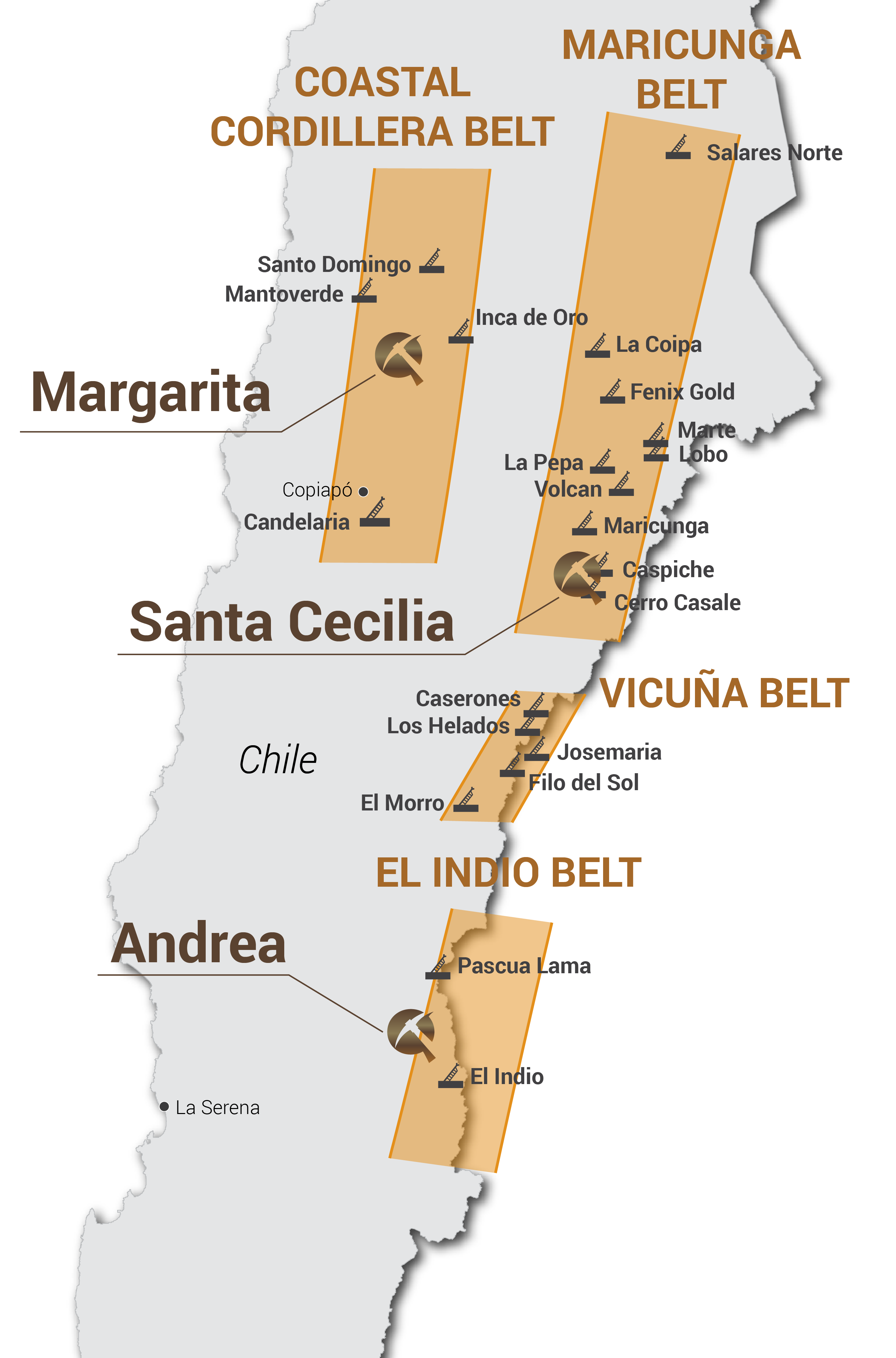 Location Map of the Margarita, Santa Cecilia and Andrea Projects